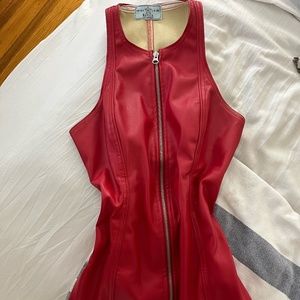 Revice denim red leather dress